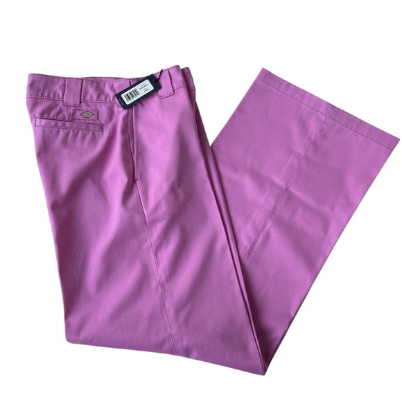 Dickies Pink Wide Leg Work Pants Stain Wrinkle Resistant Ladies Size 6 R NWT - Picture 2 of 5